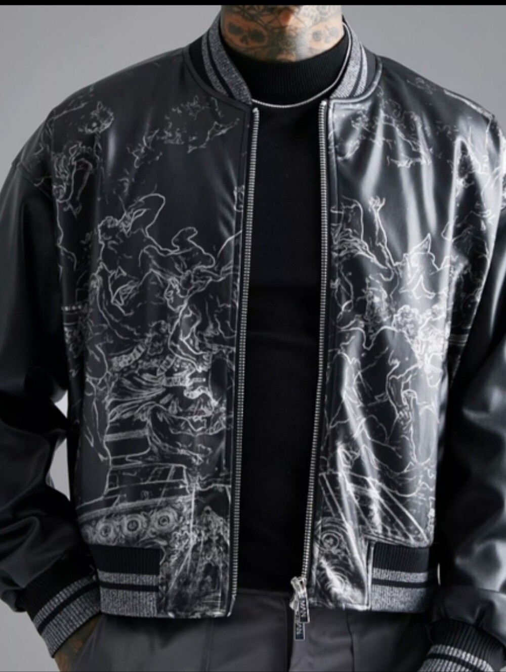 MAN  Boohoo Full Zip  Black Bomber Jacket